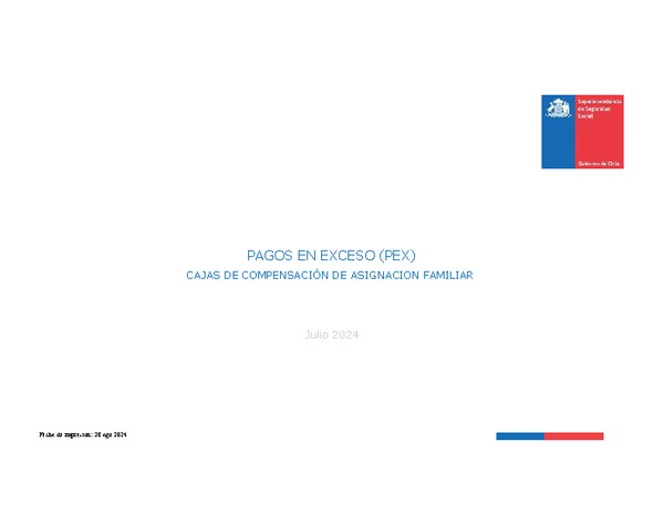 Informe mensual de Pagos en Exceso de Cajas de Compensación Julio 2024