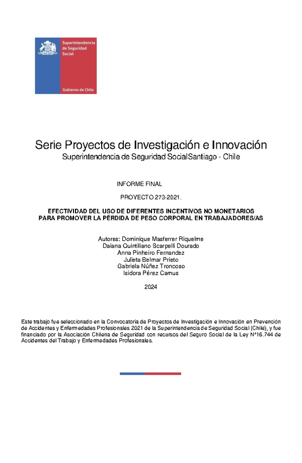 Efectividad del uso de diferentes incentivos no monetarios para promover la pérdida de peso corporal en trabajadores/as