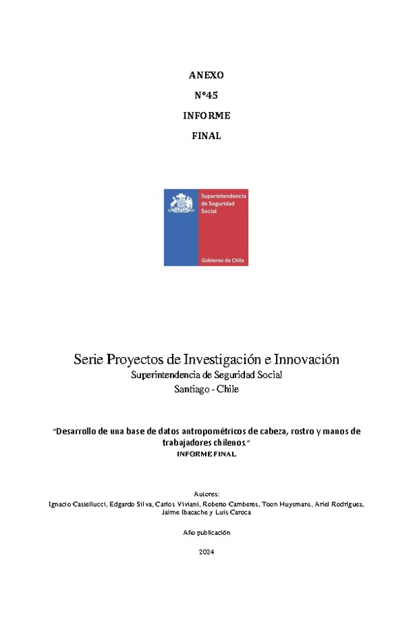 Desarrollo de una base de datos antropométricos de cabeza, rostro y manos de trabajadores chilenos