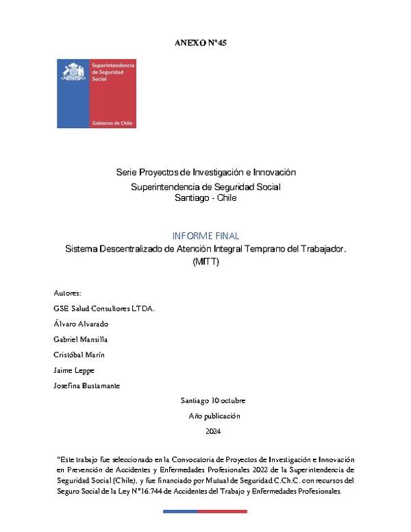 Sistema Descentralizado de Atención Integral Temprano del Trabajador (MITT)